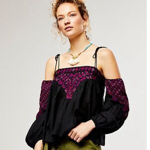 NWT Free People Vacay Vibin Embroidered Top Small